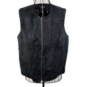 Style & Co | Black Leather Zipper Vest